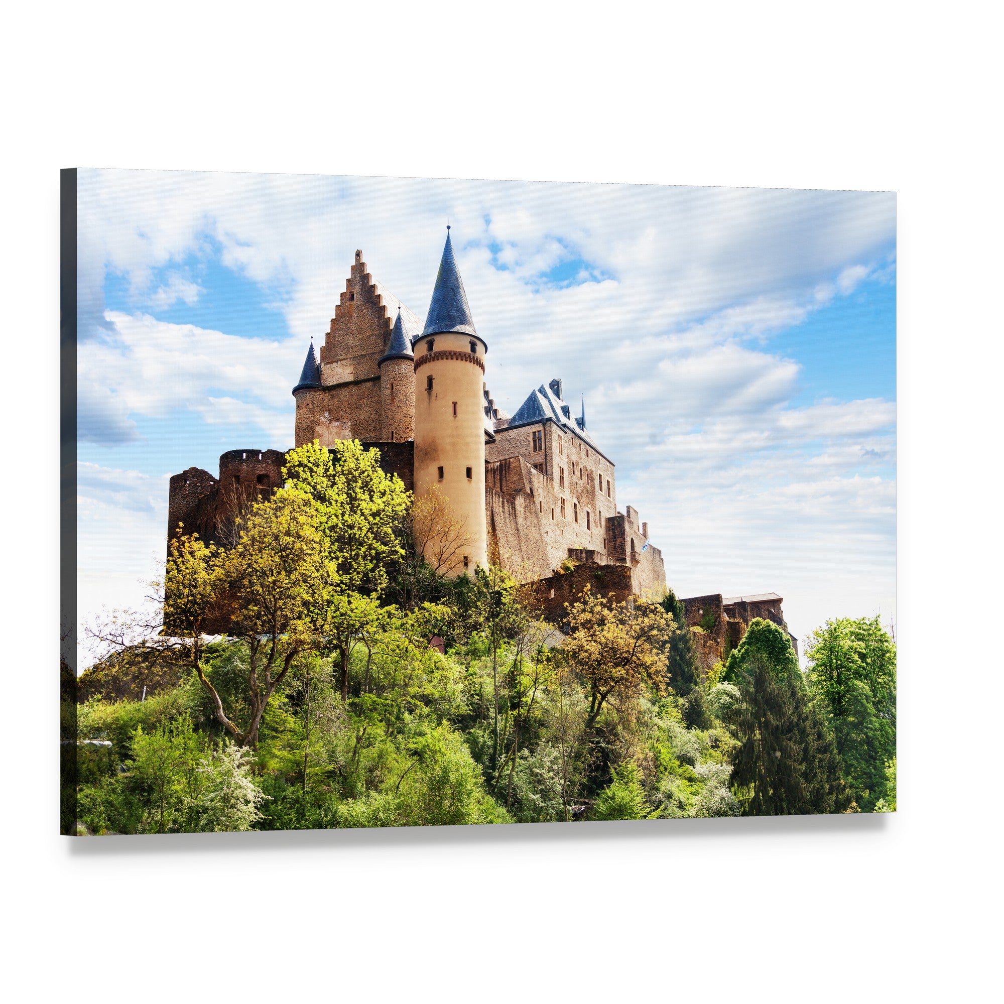 Vianden Castle Fortifications Canvas Wall Art, single panel gallery wrapped canvas, angled product view
