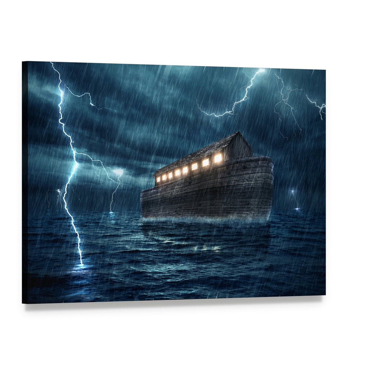 Noah's Ark in Stormy Sea Canvas Wall Art, single panel gallery wrapped canvas, angled product view