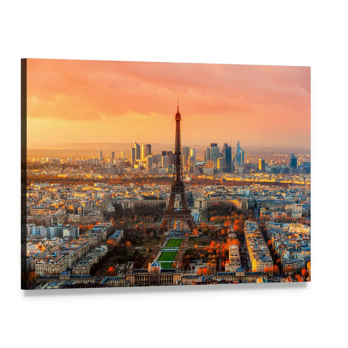 Eiffel Tower at Twilight, Paris Skyline Canvas Wall Art, single panel gallery wrapped canvas, angled product view