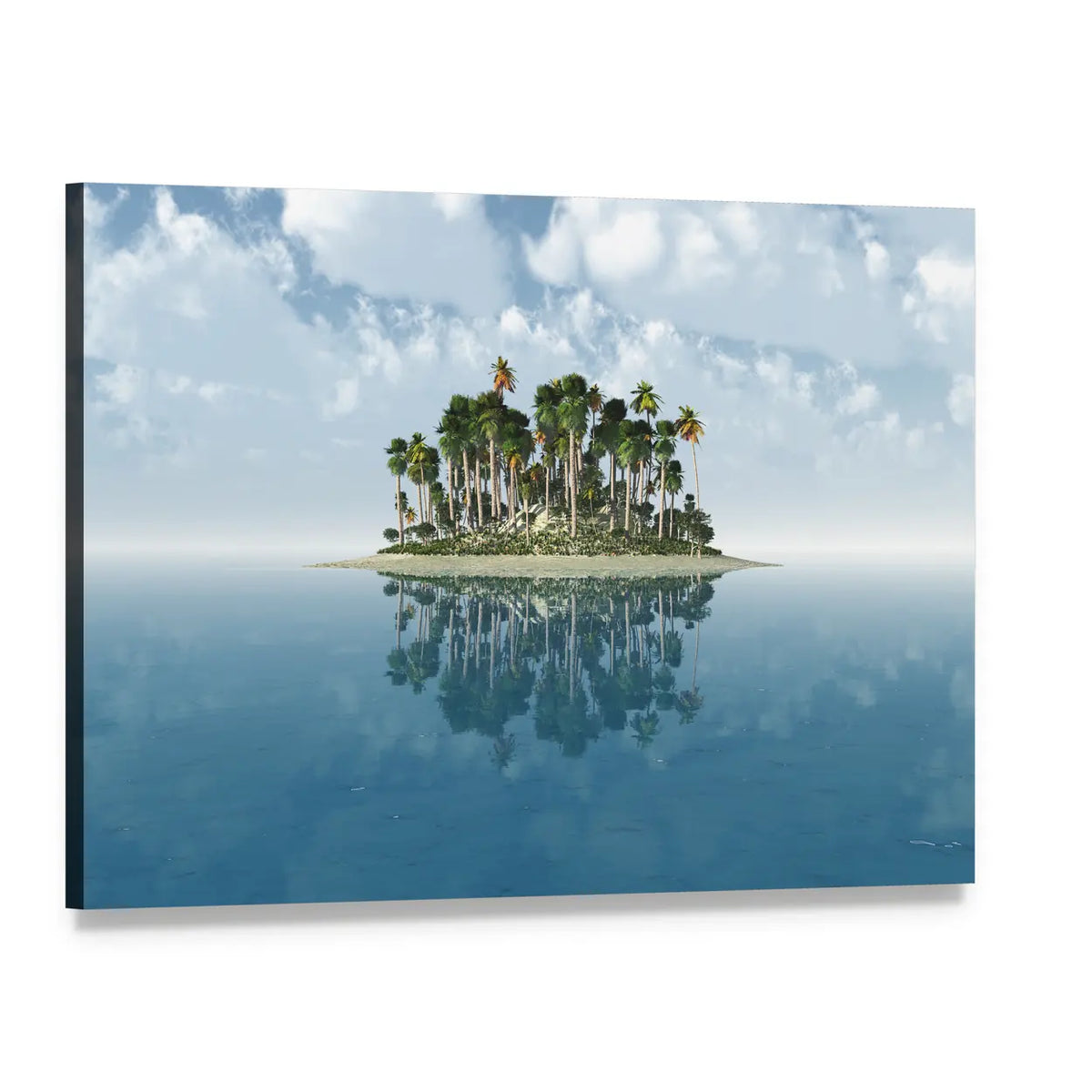 Tropical Island with Mirror Reflection Canvas Wall Art, single panel gallery wrapped canvas, angled product view