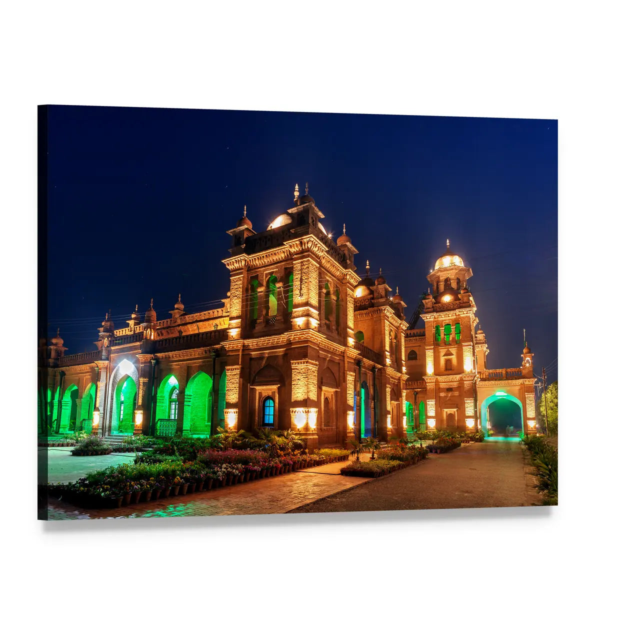 Islamia College Peshawar Night View Canvas Wall Art, single panel gallery wrapped canvas, angled product view