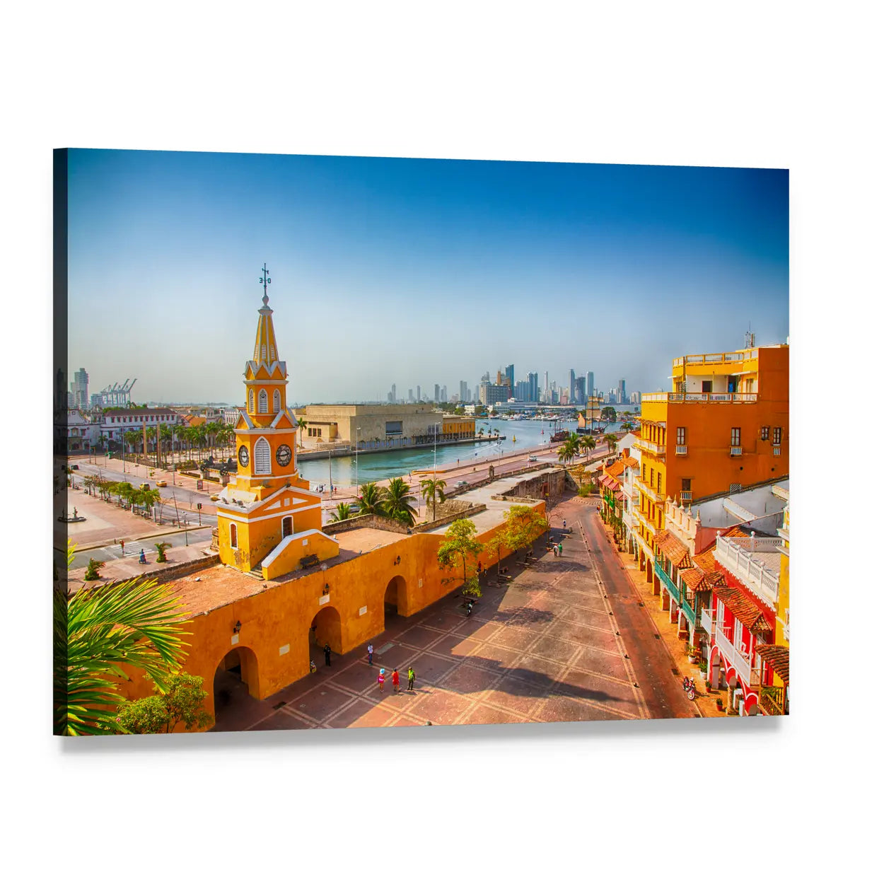Clock Tower Gate, Colombia Canvas Wall Art, single panel gallery wrapped canvas, angled product view