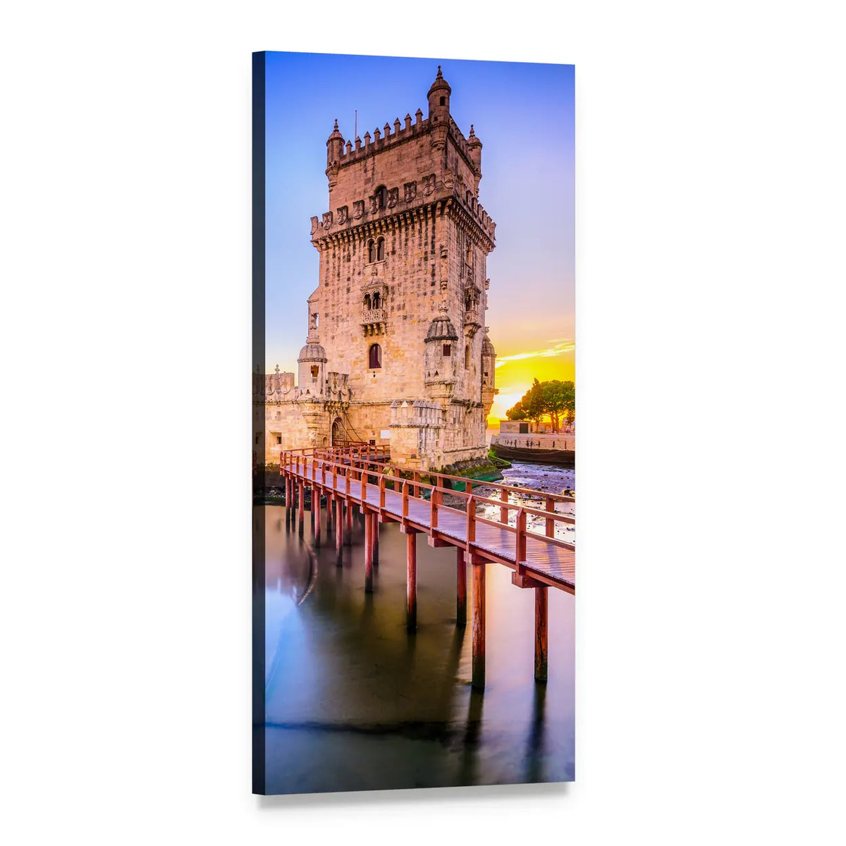 Belém Tower on the Tagus River Vertical Canvas Wall Art, 1 panel 1 Vertical layout gallery wrapped canvas set, angled product view