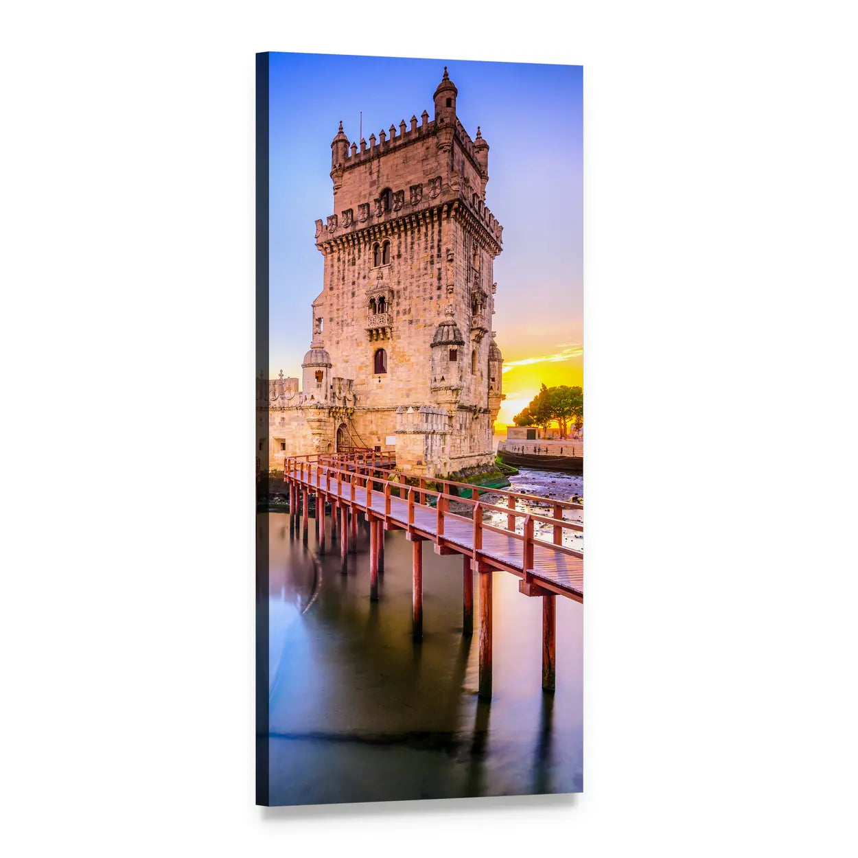 Belém Tower on the Tagus River Vertical Canvas Wall Art, 1 panel 1 Vertical layout gallery wrapped canvas set, angled product view