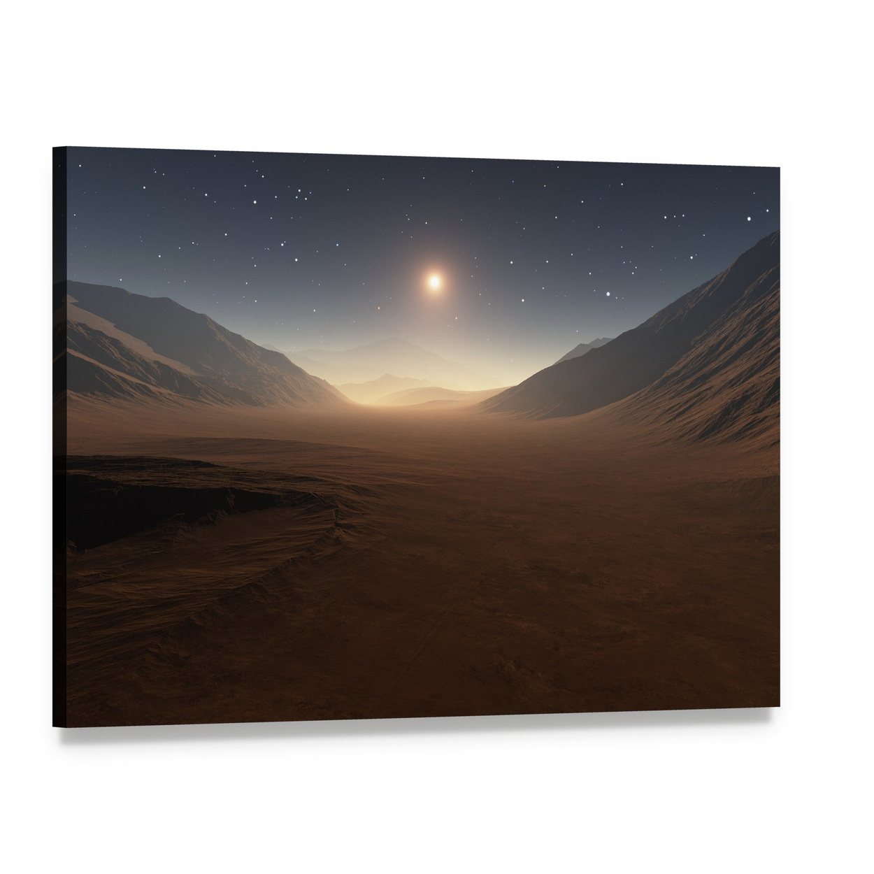 Sunset on Mars Canvas Wall Art, single panel gallery wrapped canvas, angled product view