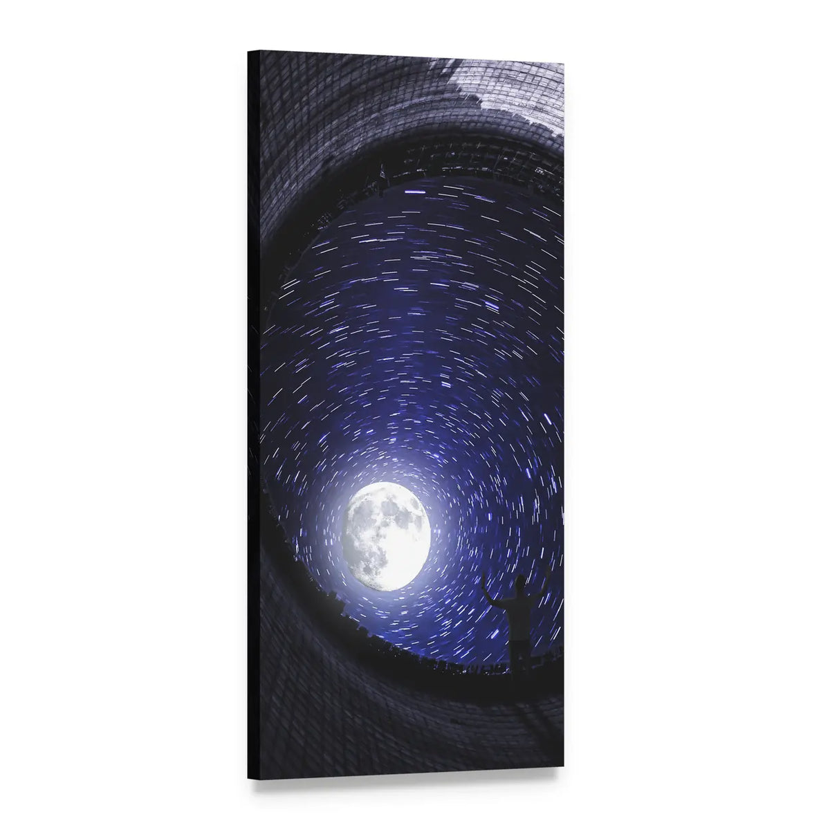 Starry Sky Planet Vertical Canvas Wall Art, 1 panel 1 Vertical layout gallery wrapped canvas set, angled product view