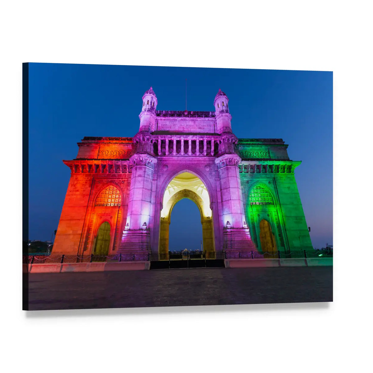 Gateway of India at Night Canvas Wall Art, single panel gallery wrapped canvas, angled product view
