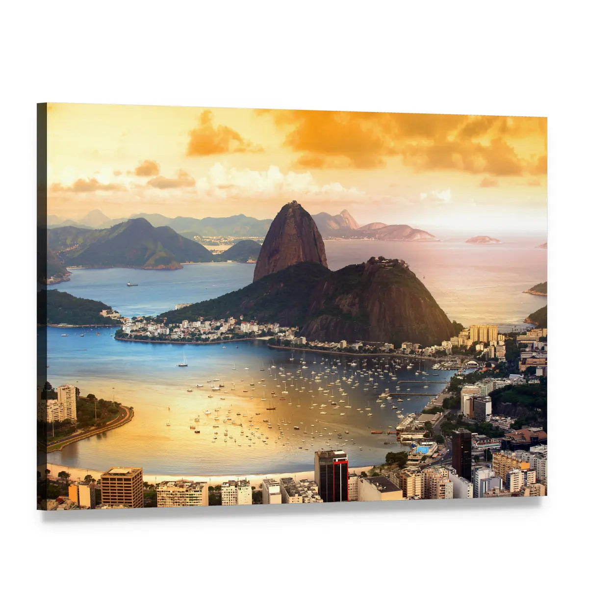 Rio De Janeiro Twilight Over Guanabara Bay Canvas Wall Art, single panel gallery wrapped canvas, angled product view