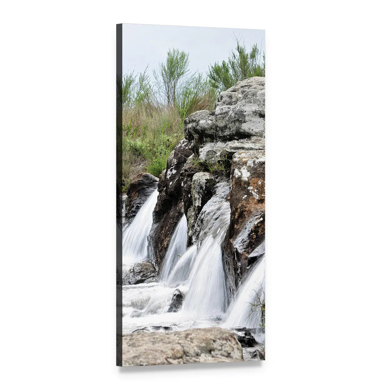 Cascading Waterfall in South Africa Vertical Canvas Wall Art, 1 panel 1 Vertical layout gallery wrapped canvas set, angled product view