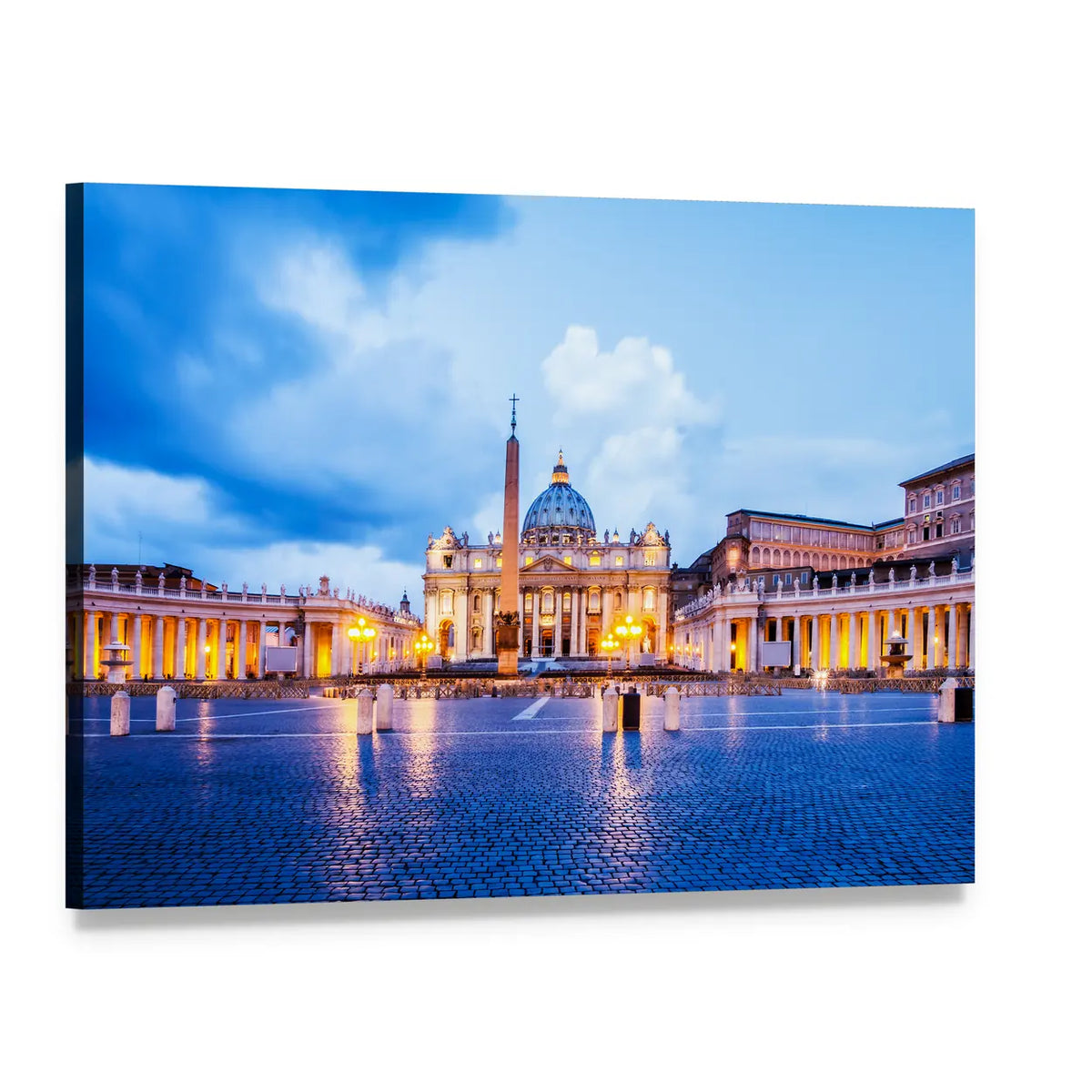St. Peter's Basilica, Vatican City Canvas Wall Art, single panel gallery wrapped canvas, angled product view