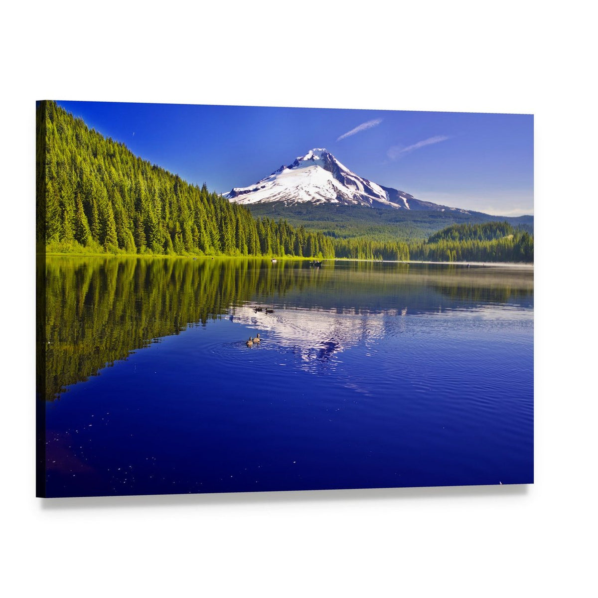 Trillium Lake and Mt Hood Canvas Wall Art, single panel gallery wrapped canvas, angled product view