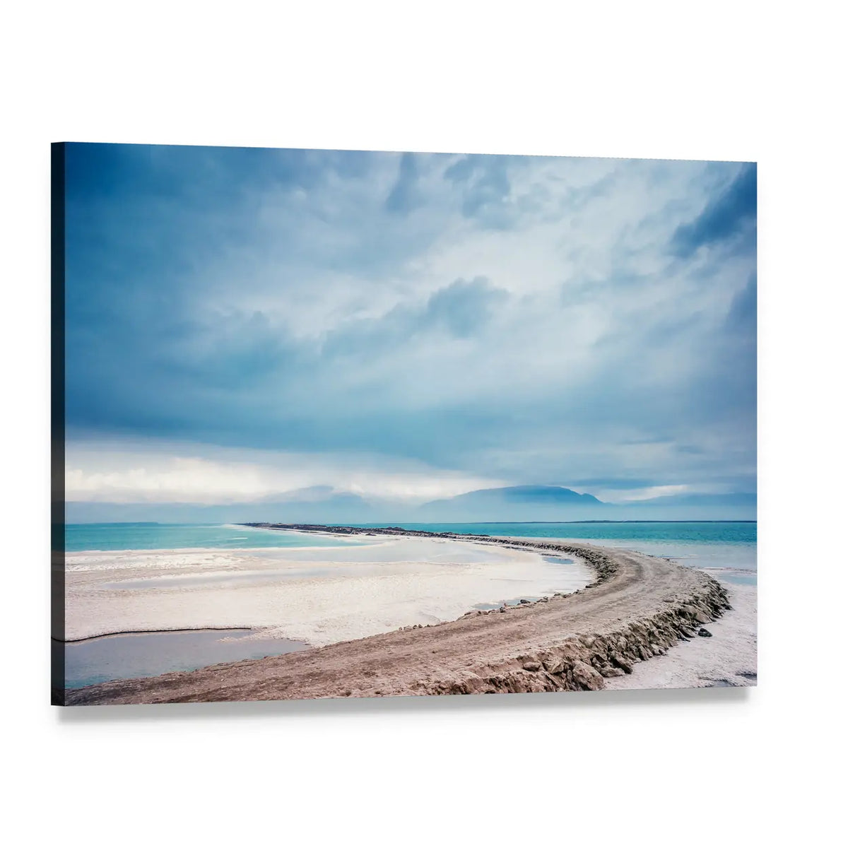 Dead Sea Coastline with Jordan Mountains Canvas Wall Art, single panel gallery wrapped canvas, angled product view