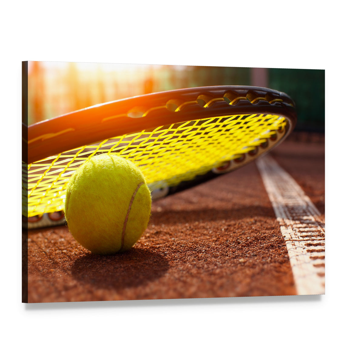 Tennis Ball on a Court Canvas Wall Art, single panel gallery wrapped canvas, angled product view