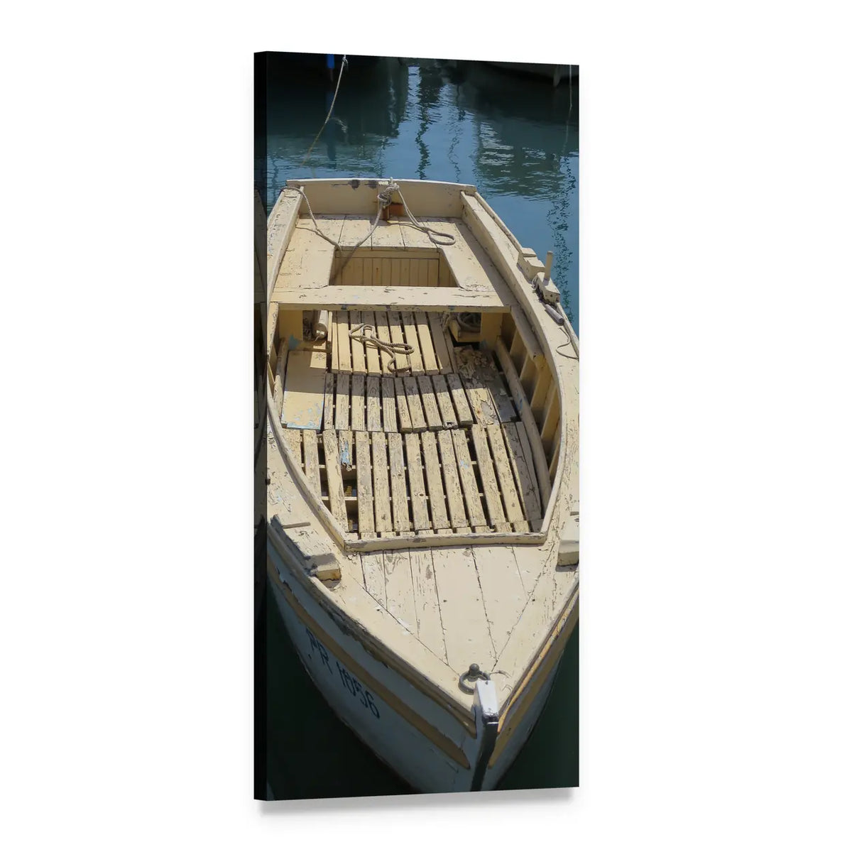 Weathered Rowing Boat Close-up Vertical Canvas Wall Art, 1 panel 1 Vertical layout gallery wrapped canvas set, angled product view