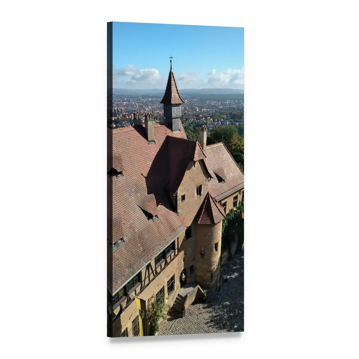 Altenburg Castle Aerial View Vertical Canvas Wall Art, 1 panel 1 Vertical layout gallery wrapped canvas set, angled product view