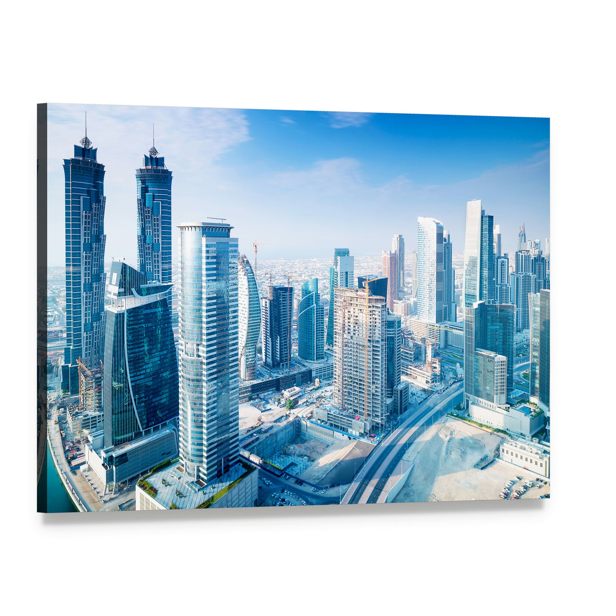 Dubai City Canvas Wall Art, single panel gallery wrapped canvas, angled product view