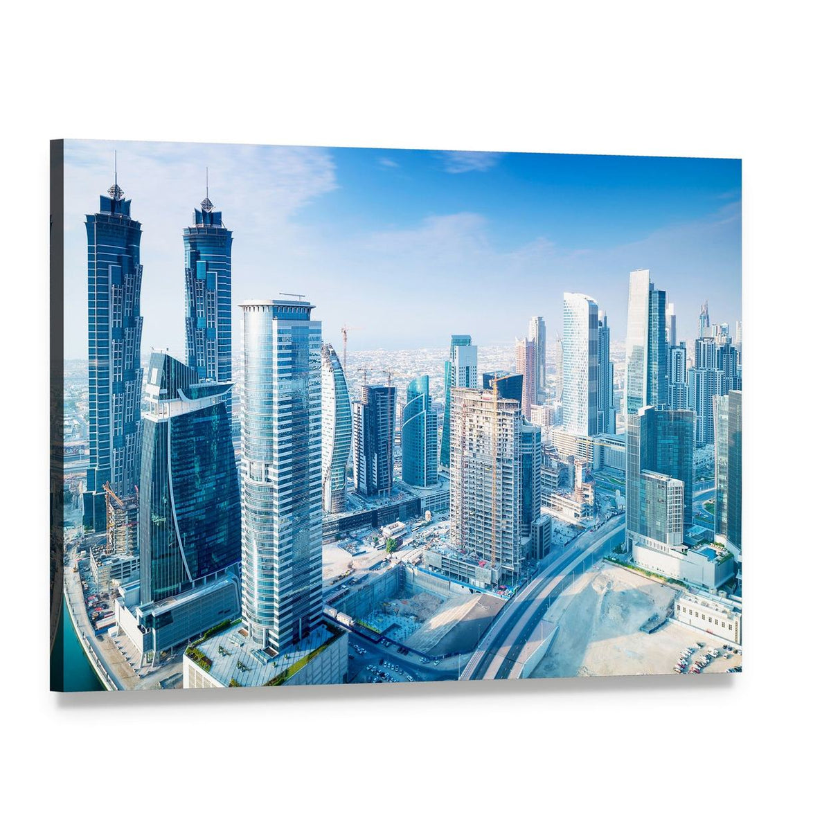 Dubai City Canvas Wall Art, single panel gallery wrapped canvas, angled product view