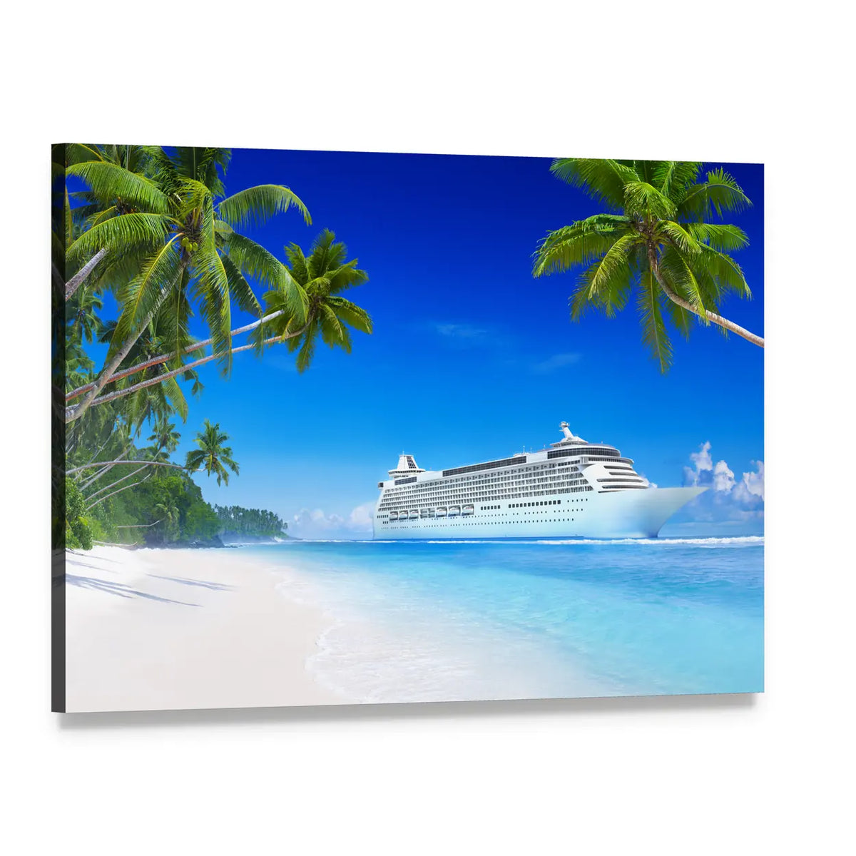Cruise Ship in Tropical Waters Canvas Wall Art, single panel gallery wrapped canvas, angled product view
