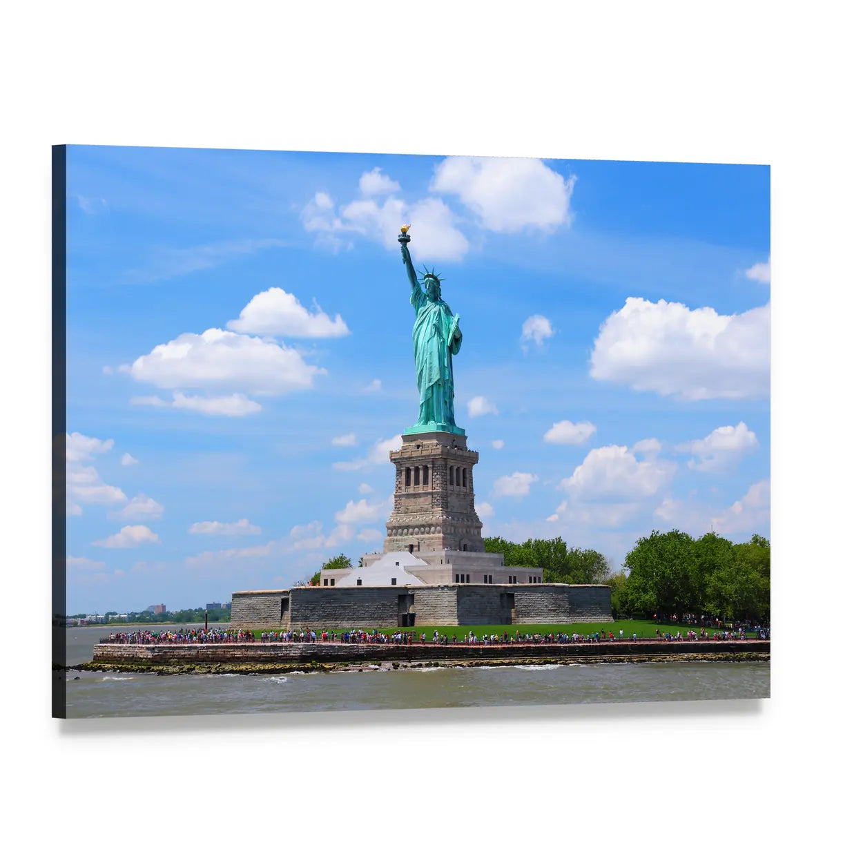 Statue of Liberty in New York Harbor Canvas Wall Art, single panel gallery wrapped canvas, angled product view