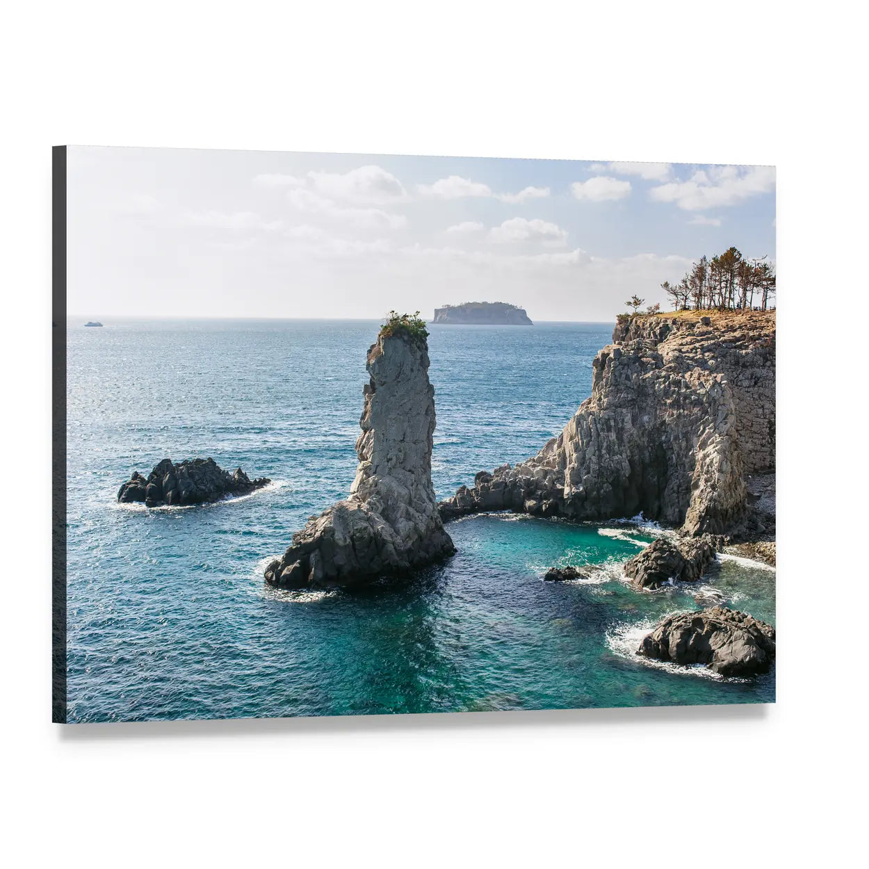 Rock on Jeju Island Canvas Wall Art, single panel gallery wrapped canvas, angled product view