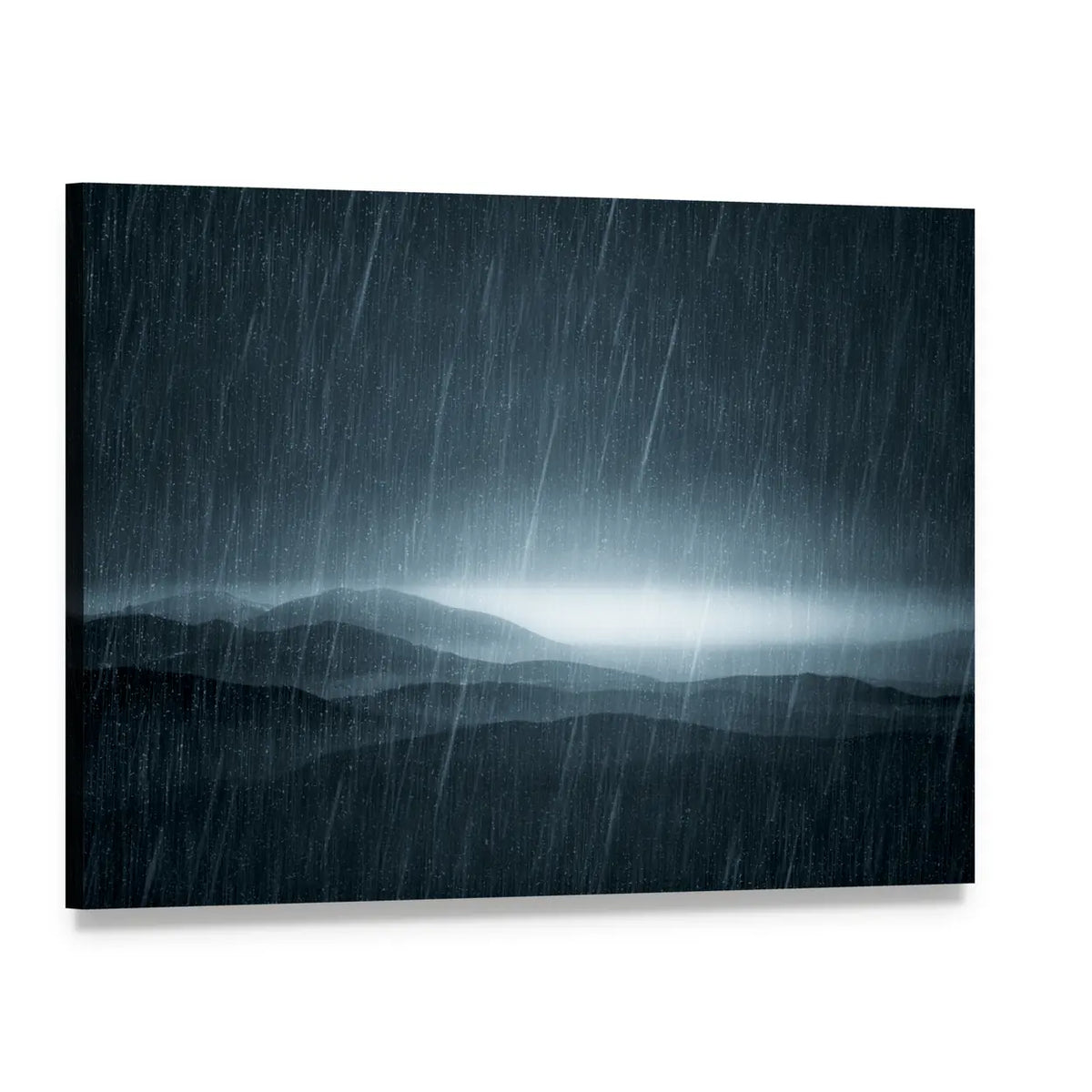 Rain Over Misty Meadows Canvas Wall Art, single panel gallery wrapped canvas, angled product view