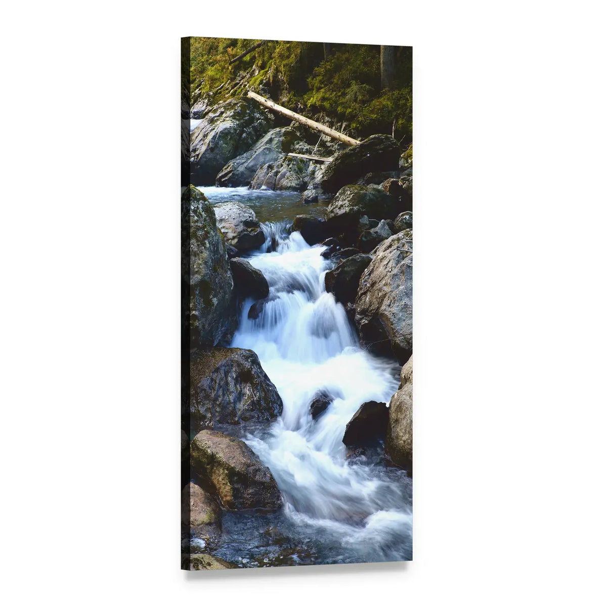 Kelchsau Waterfall in Lush Forest Vertical Canvas Wall Art, 1 panel 1 Vertical layout gallery wrapped canvas set, angled product view