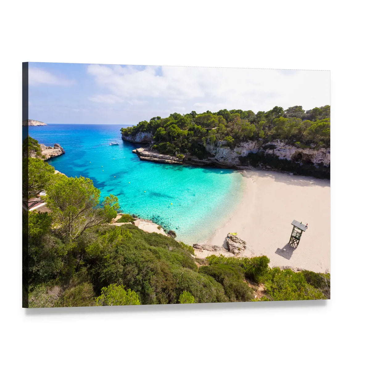 Turquoise Bay in Mallorca Canvas Wall Art, single panel gallery wrapped canvas, angled product view
