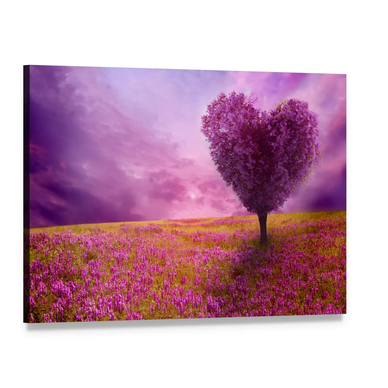 Tree of Love in Spring Canvas Wall Art, single panel gallery wrapped canvas, angled product view