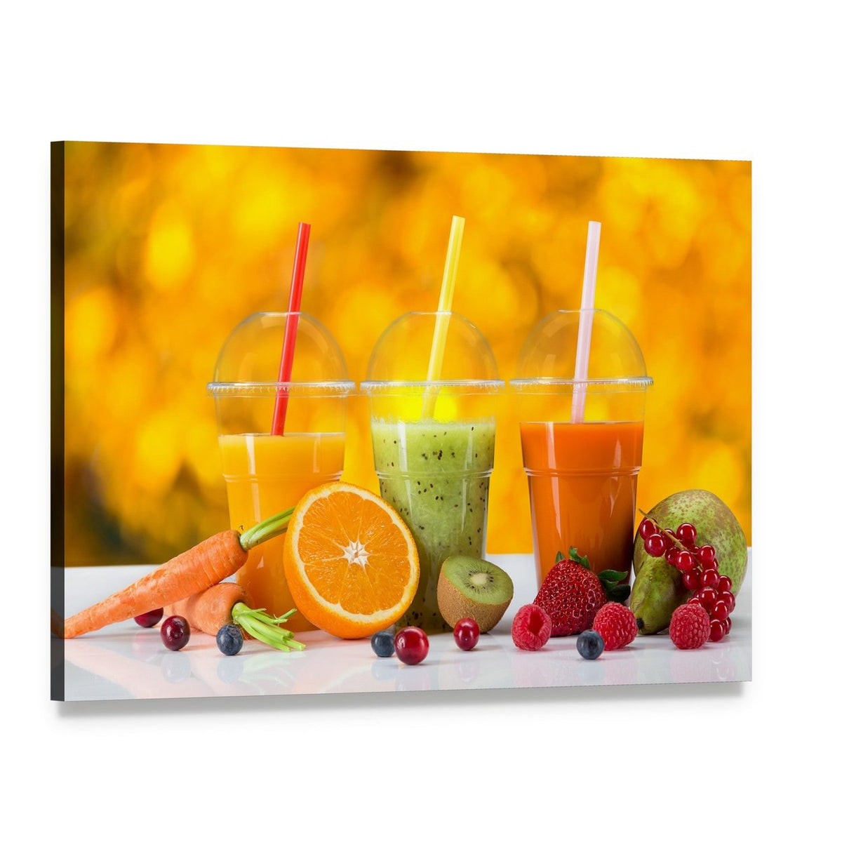 Fresh Juice Mix Fruit Canvas Wall Art, single panel gallery wrapped canvas, angled product view