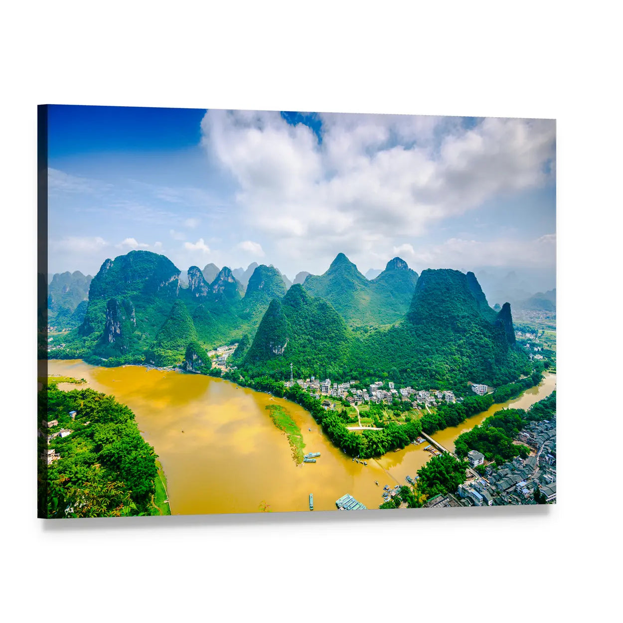 Li River in Rural Guilin Canvas Wall Art, single panel gallery wrapped canvas, angled product view