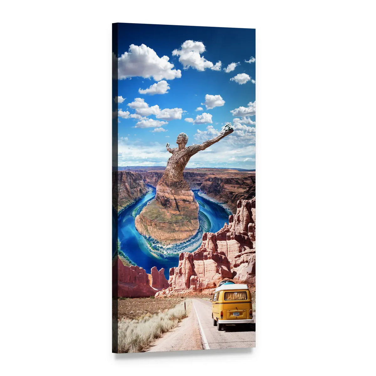 Grand Canyon with Giant Statue Vertical Canvas Wall Art, 1 panel 1 Vertical layout gallery wrapped canvas set, angled product view