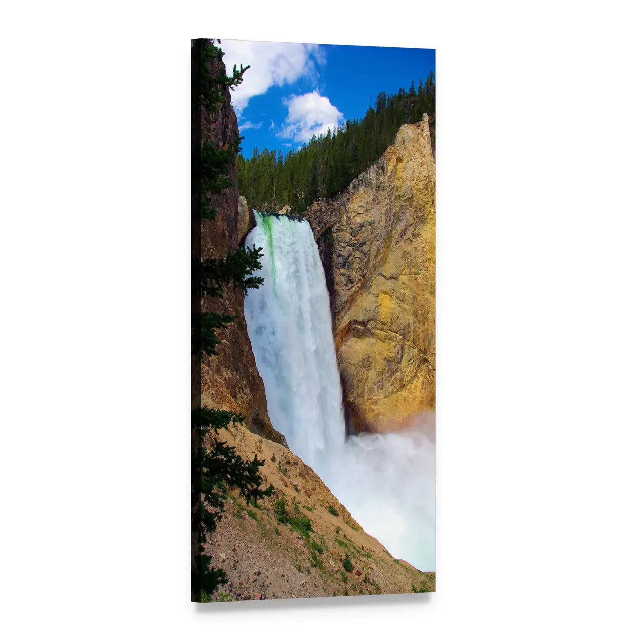 Lower Falls of Yellowstone Vertical Canvas Wall Art, 1 panel 1 Vertical layout gallery wrapped canvas set, angled product view