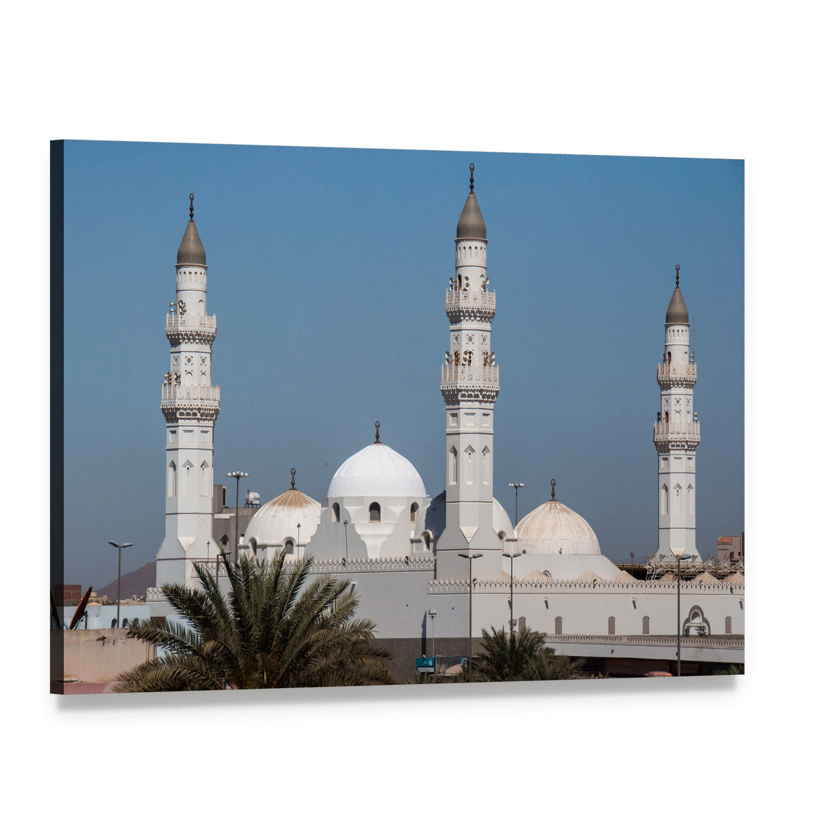 Quba Mosque in Al Medina Canvas Wall Art, single panel gallery wrapped canvas, angled product view