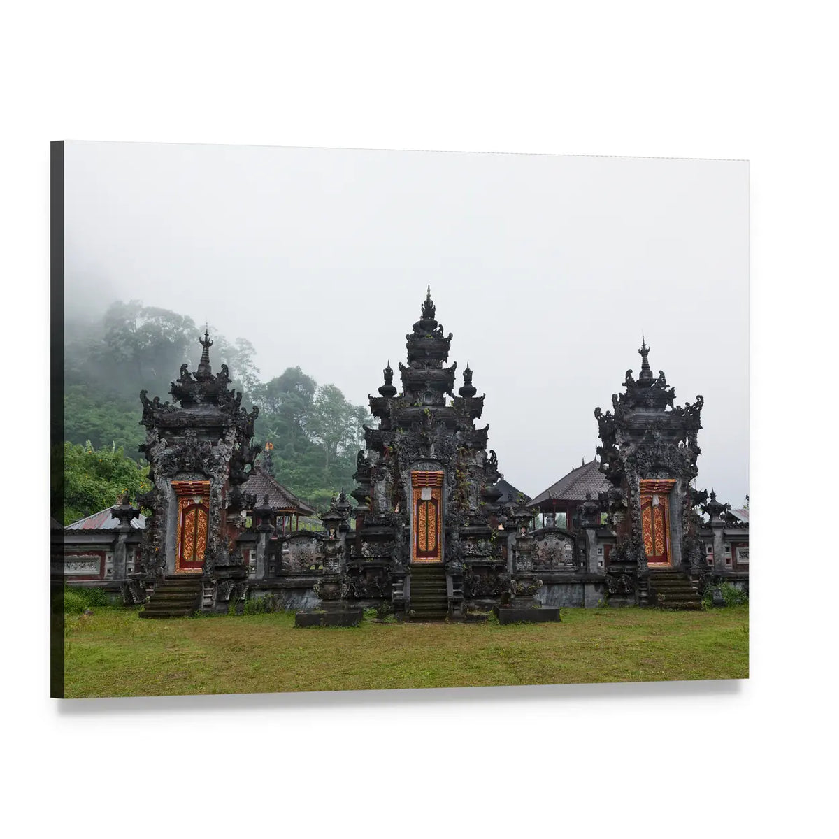 Pura Ulun Danu Buyan Temple Canvas Wall Art, single panel gallery wrapped canvas, angled product view