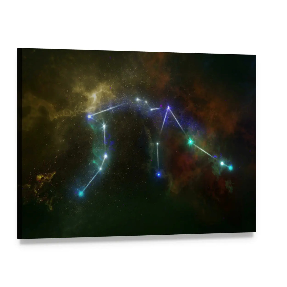 Modern Aquarius Constellation Canvas Wall Art, single panel gallery wrapped canvas, angled product view