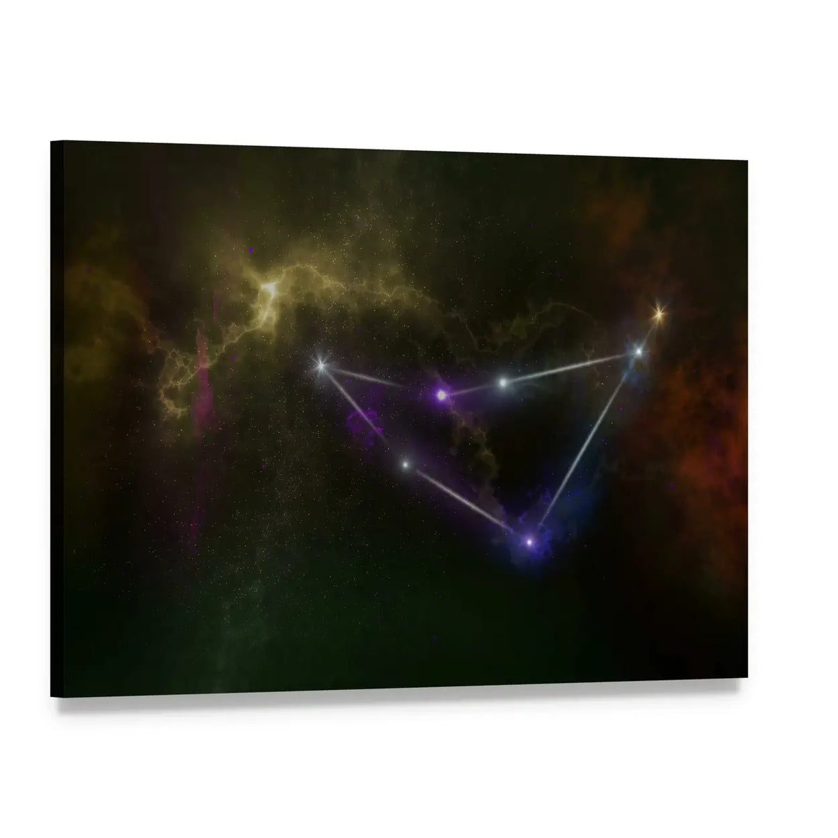 Capricorn Constellation with Purple Nebula Canvas Wall Art, single panel gallery wrapped canvas, angled product view
