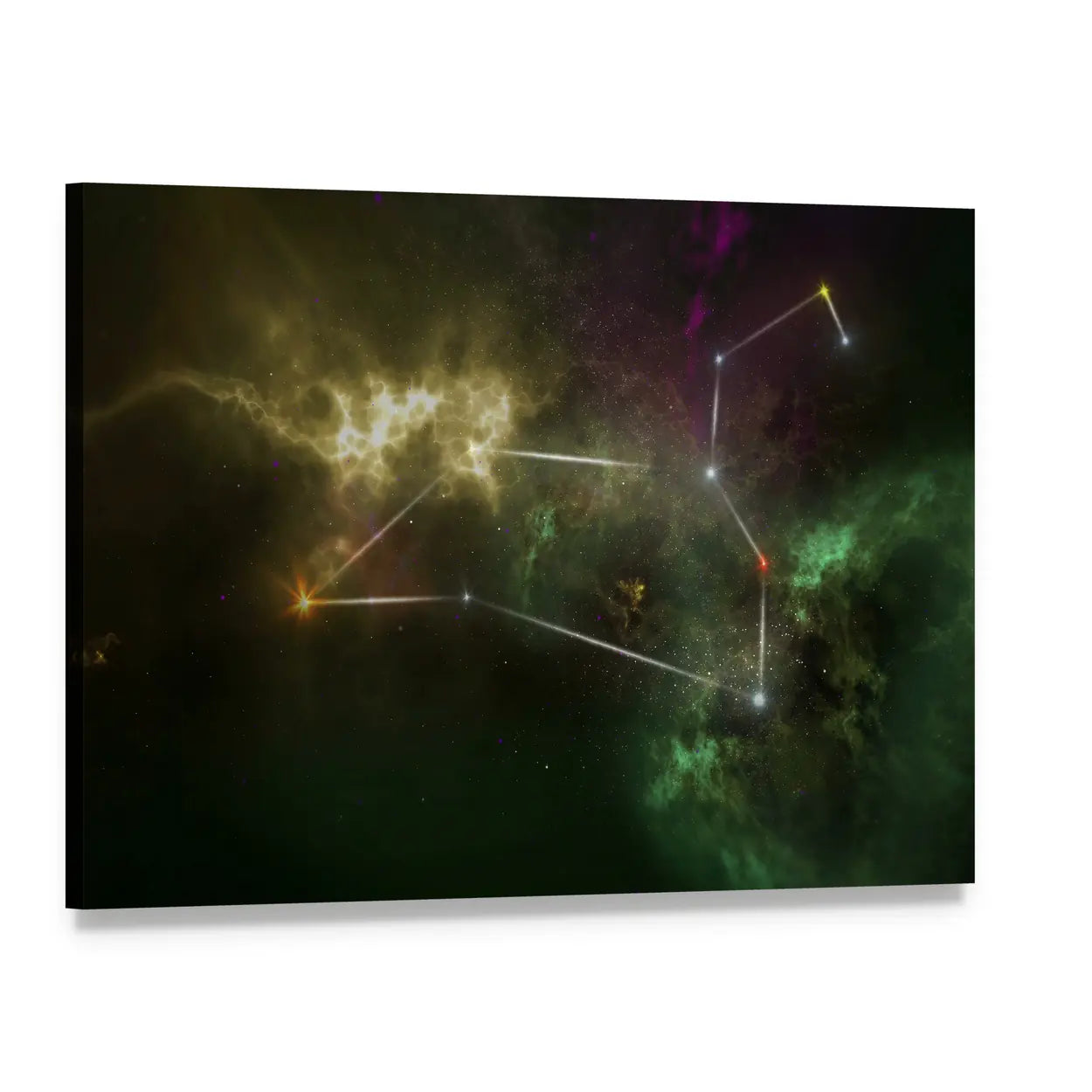 Leo Constellation Nebula Canvas Wall Art, single panel gallery wrapped canvas, angled product view