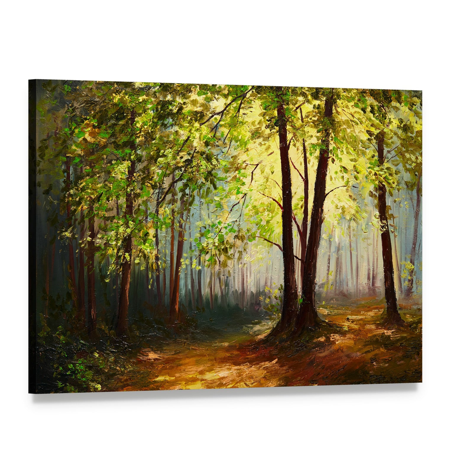 Summer Forest Abstract Canvas Wall Art, single panel gallery wrapped canvas, angled product view