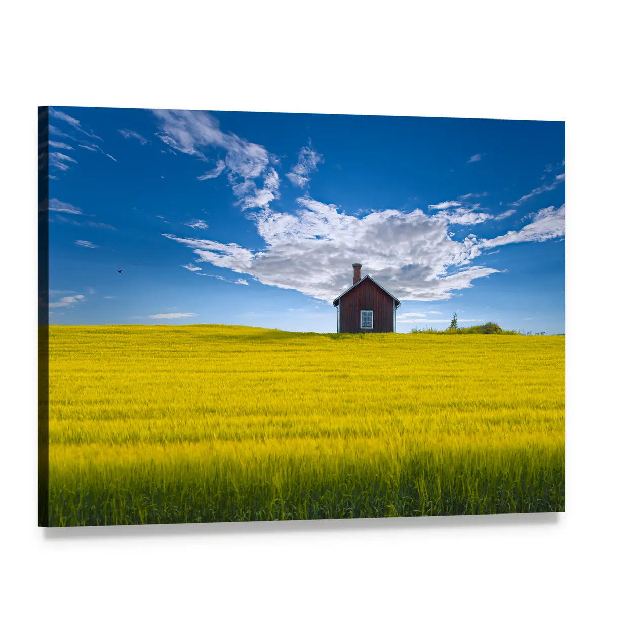 Traditional Swedish Summer House Canvas Wall Art, single panel gallery wrapped canvas, angled product view