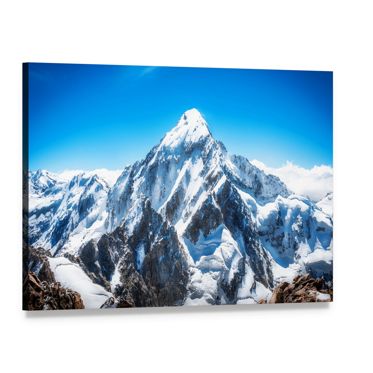 Everest Mountain Peak Canvas Wall Art, single panel gallery wrapped canvas, angled product view