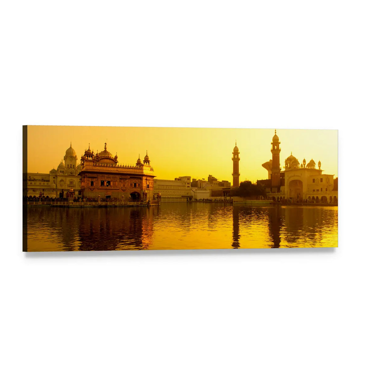 Golden Temple at Sunset, Amritsar Panoramic Canvas Wall Art, single panel gallery wrapped canvas, angled product view
