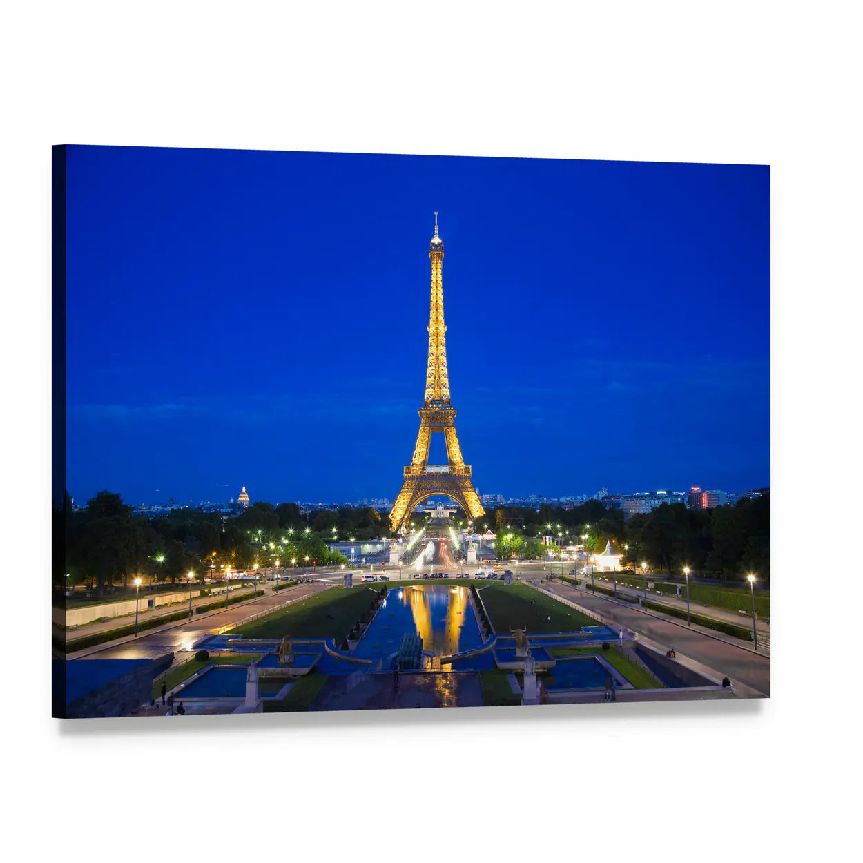 Eiffel Tower Illuminated at Night Canvas Wall Art, single panel gallery wrapped canvas, angled product view