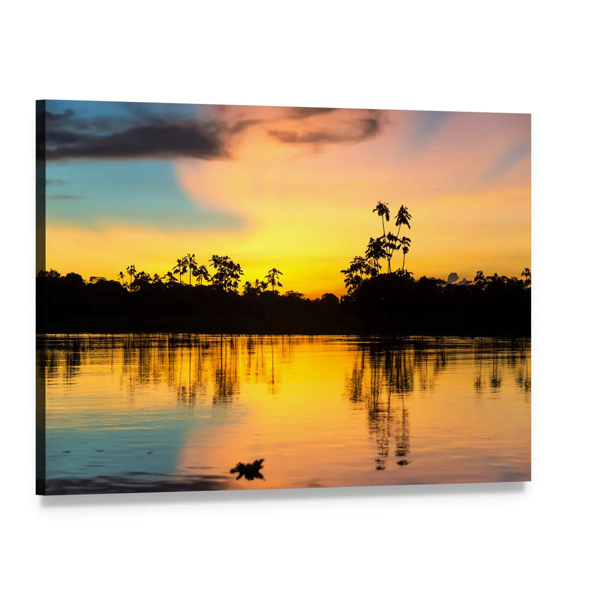 Amazon Rainforest Sunset, Peru Canvas Wall Art, single panel gallery wrapped canvas, angled product view