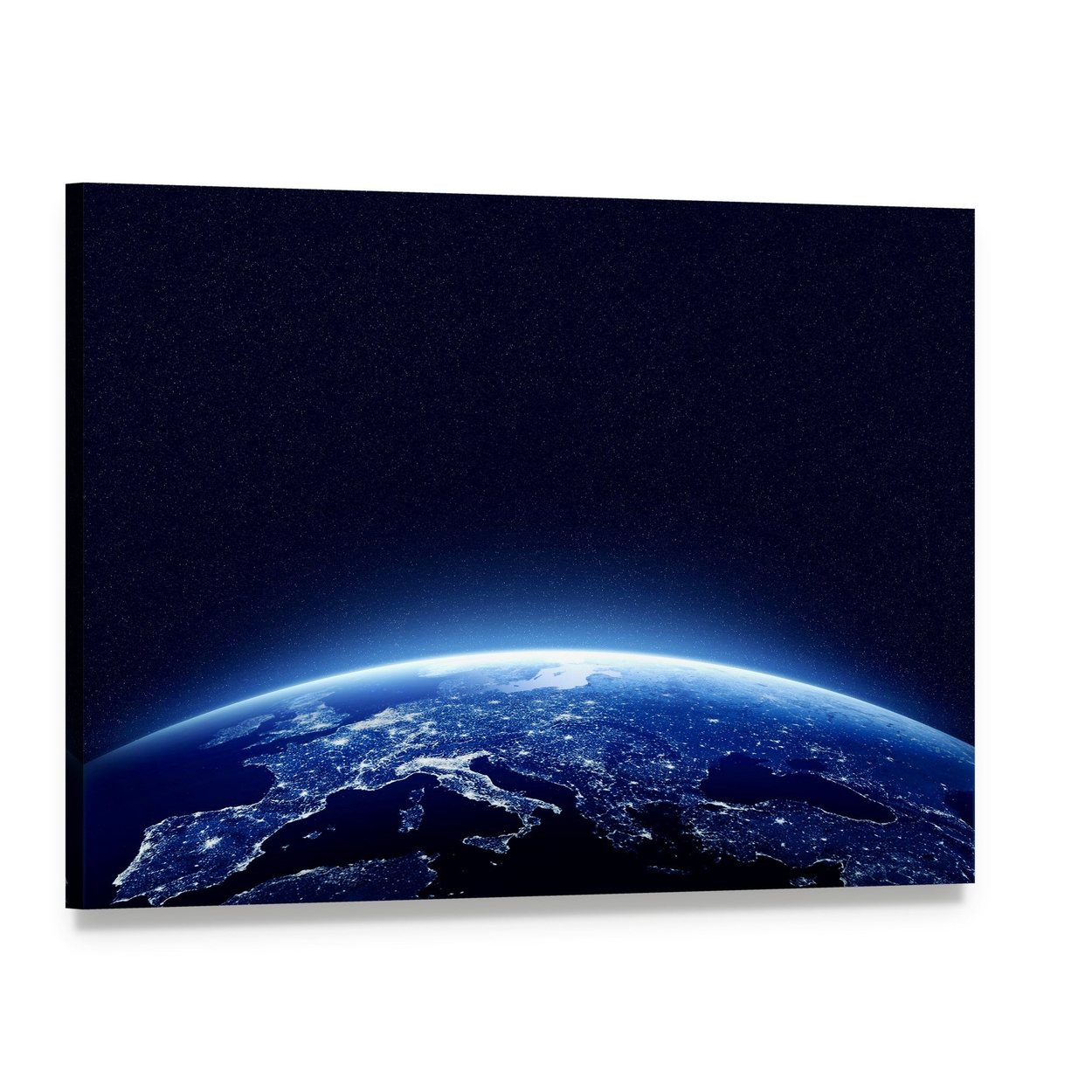 Earth at Night Canvas Wall Art, single panel gallery wrapped canvas, angled product view