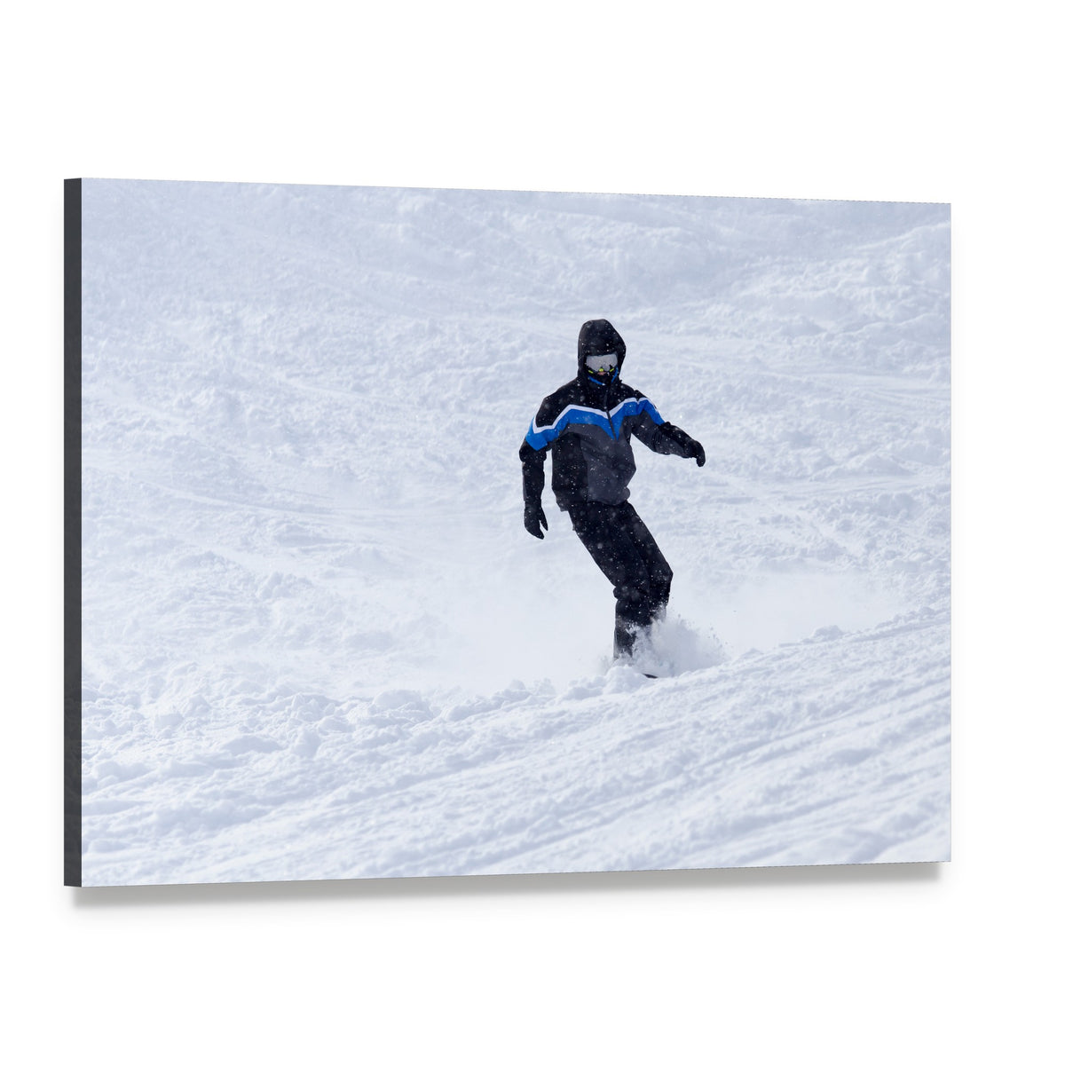 Snowboarder in Motion Canvas Wall Art, single panel gallery wrapped canvas, angled product view