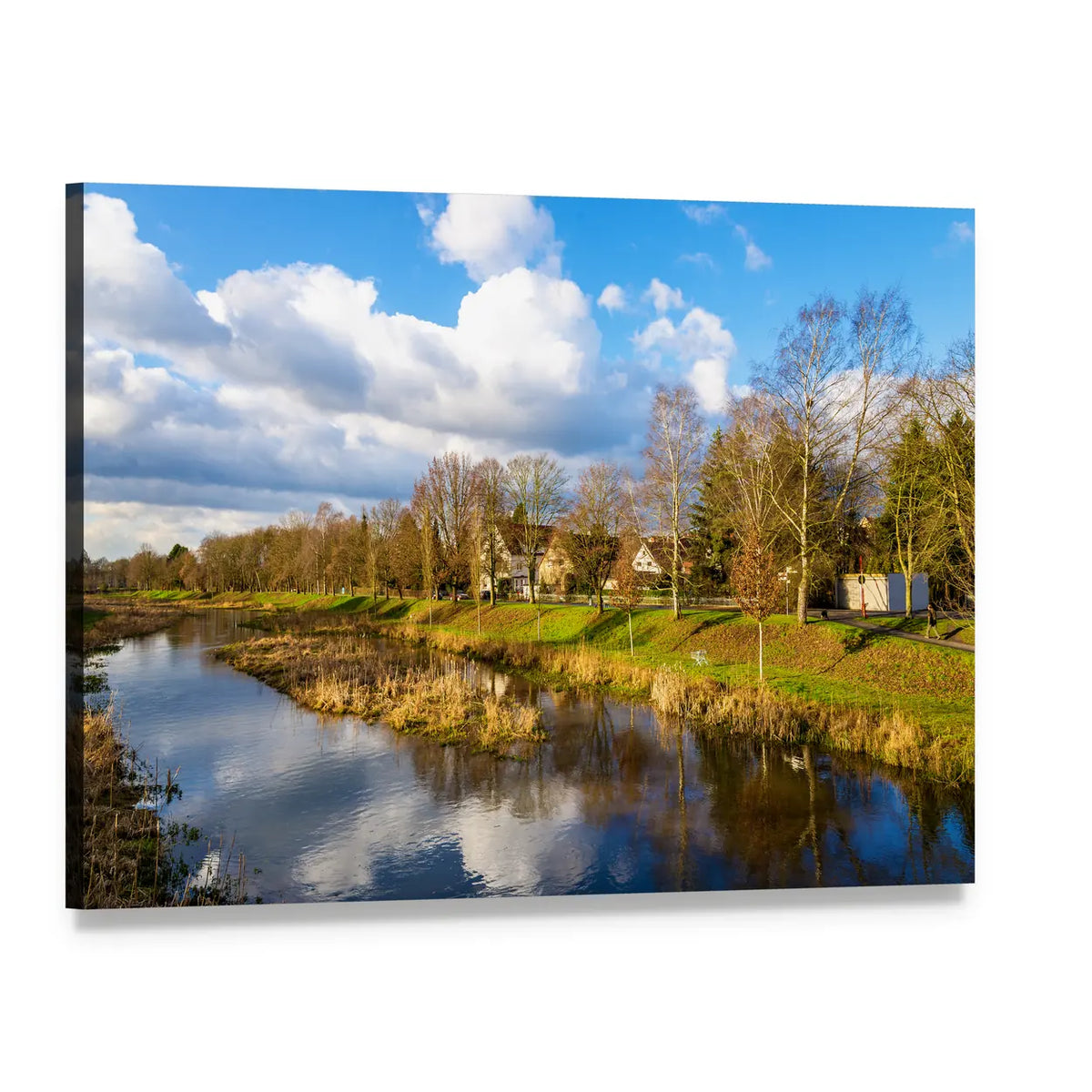 Leine River in Göttingen Canvas Wall Art, single panel gallery wrapped canvas, angled product view