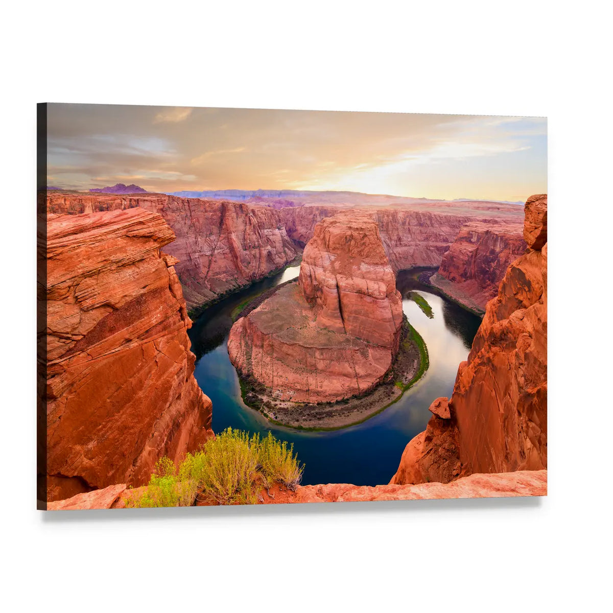 Horseshoe Bend at Sunset Canvas Wall Art, single panel gallery wrapped canvas, angled product view