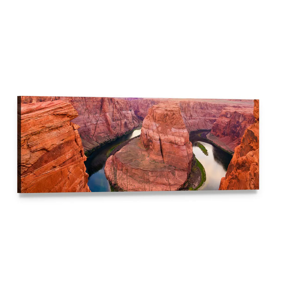 Horseshoe Bend Sunset Panoramic Canvas Wall Art, single panel gallery wrapped canvas, angled product view