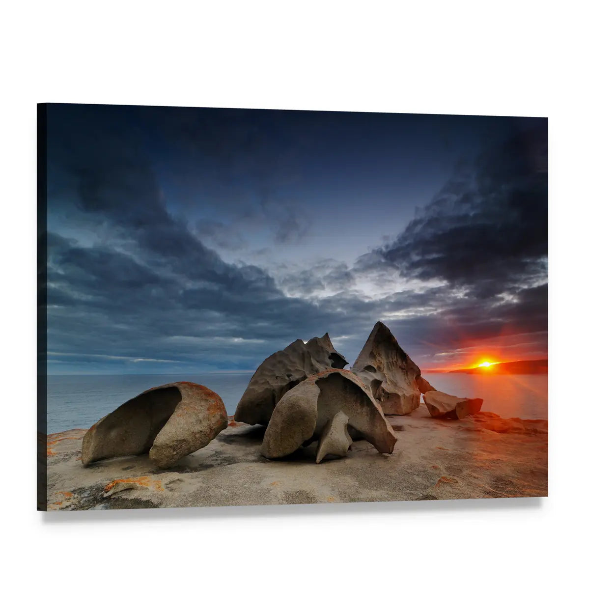 Remarkable Rocks on Kangaroo Island Beach Canvas Wall Art, single panel gallery wrapped canvas, angled product view