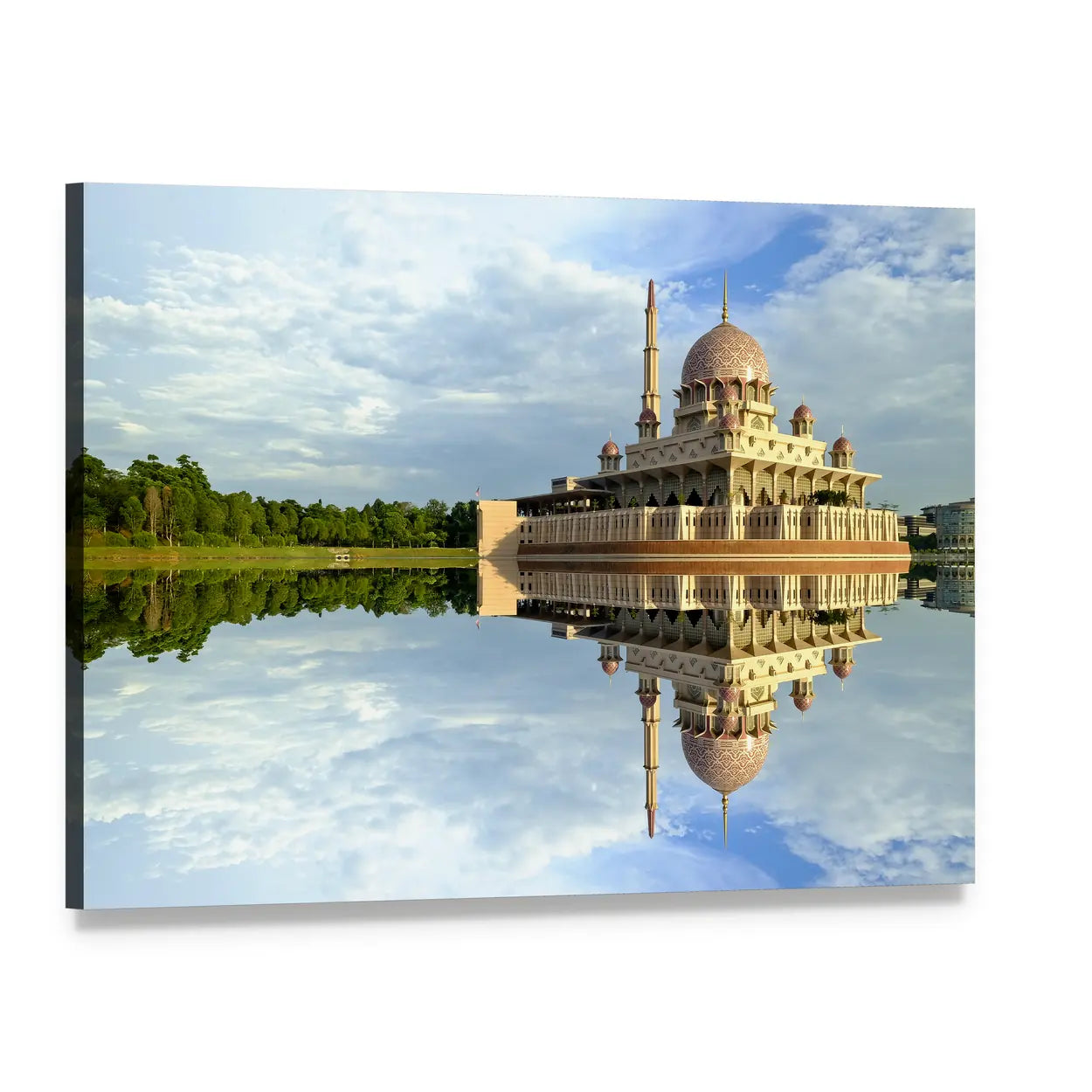 Putra Mosque with Water Reflection Canvas Wall Art, single panel gallery wrapped canvas, angled product view